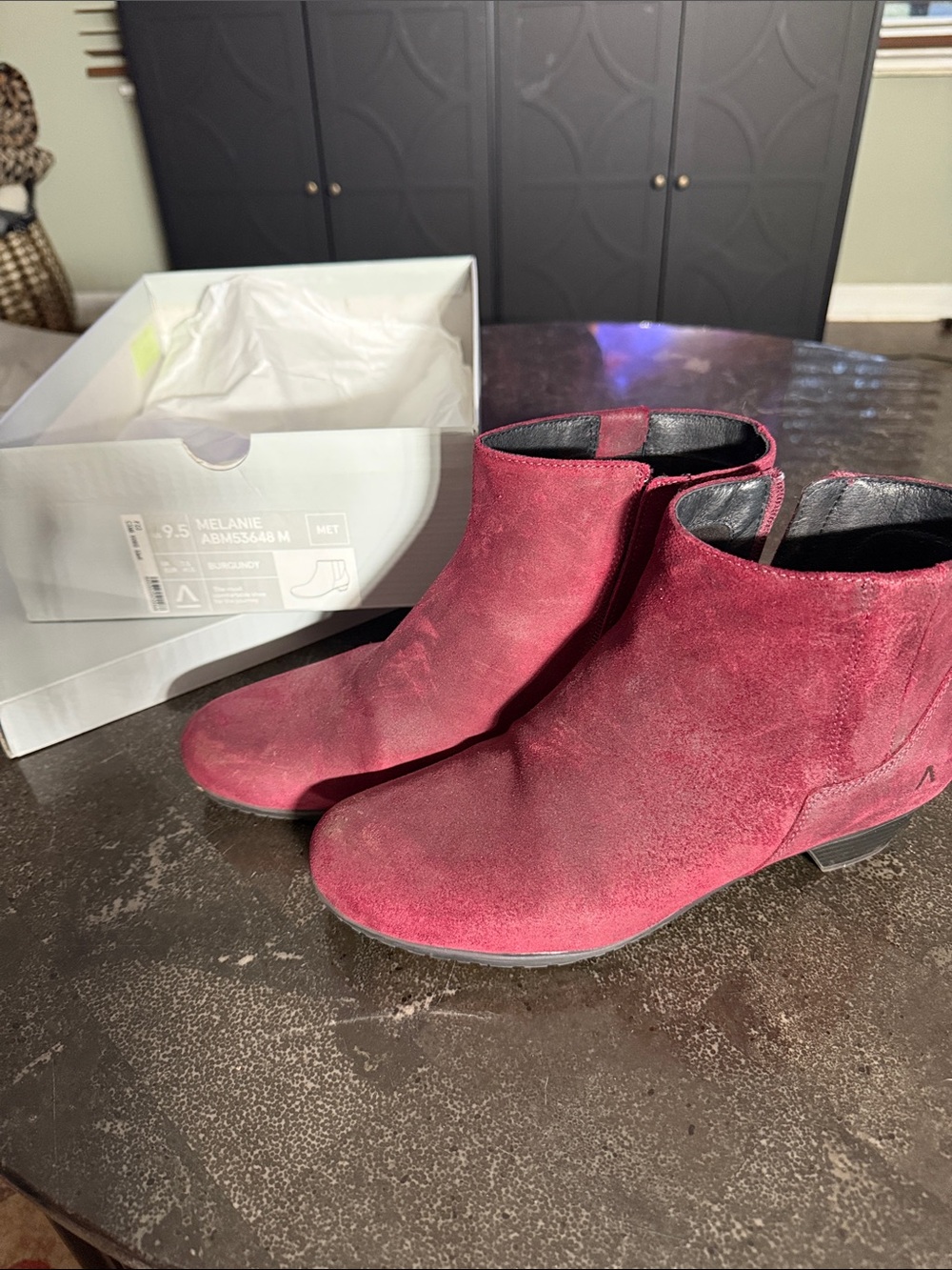 Abeo Melanie oiled nubuck leather Women's Burgundy Suede Ankle Booties